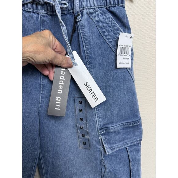 NWT Madden Girl Skater Jeans Sz M Baggy Elastic Drawstring Waist Streetwear - Picture 8 of 13
